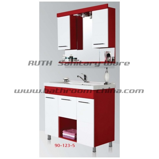 contemporary bathroom cabinet & vanity  in PVC and wood material with floor mounted style