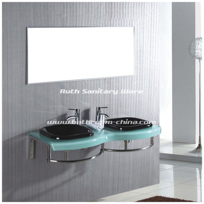 Double Glass Basin ，Double vessel basin ,Glass cabinet