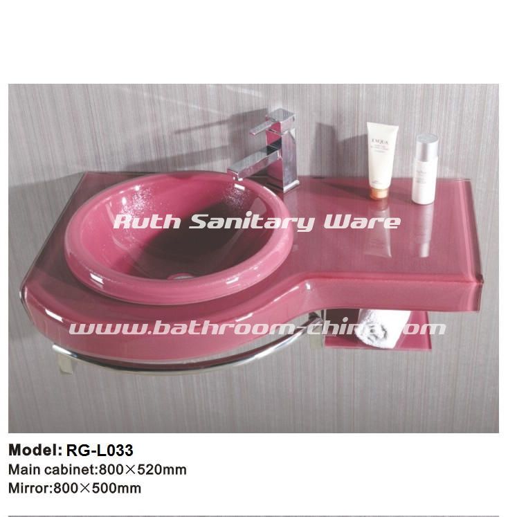 Glass bathroom vanity, Glass basin, Glass bathroom cabinet RG-L018