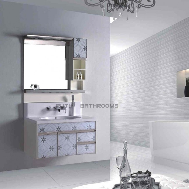 Wood or PVC bath vanity with Glass in door RP-H3037