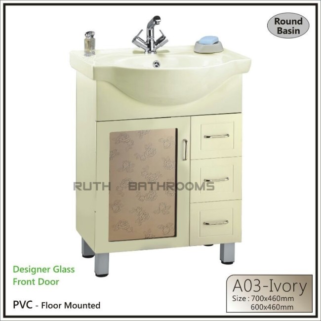 pvc bathroom cabinet with glass