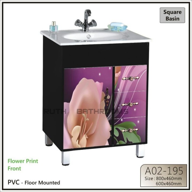 pvc bathroom cabinet with flower