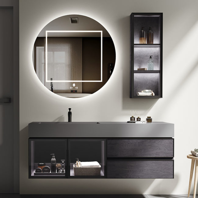 Leading factory Sintered stone bathroom vanity bathroom cabinet bathroom furniture led  mirror cabinet  intelligent mirror